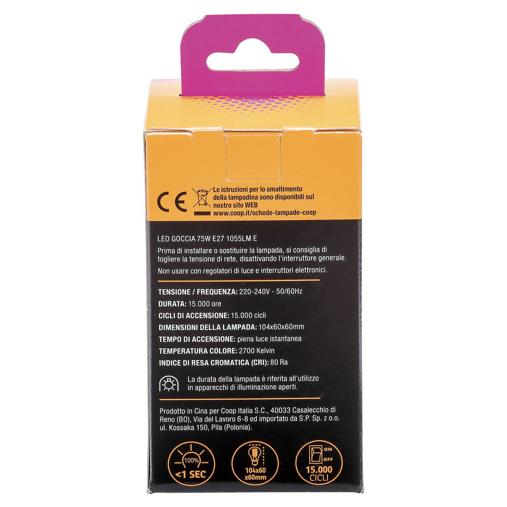LED FIL GOCCIA COOP 75W E27 1055LM 2700K - 1