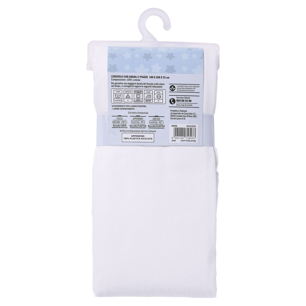 LENZUOLO COOP ANGOLI 2P CM 180X200+25 T.U. BIANCO - 1