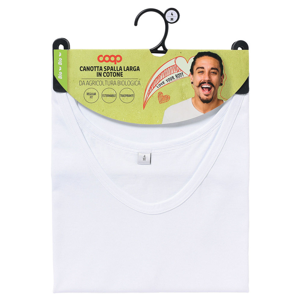 CANOTTA UOMO SPALLA LARGA COOP IN COTONE DA AGRICOLTURA BIOLOGICA - 1