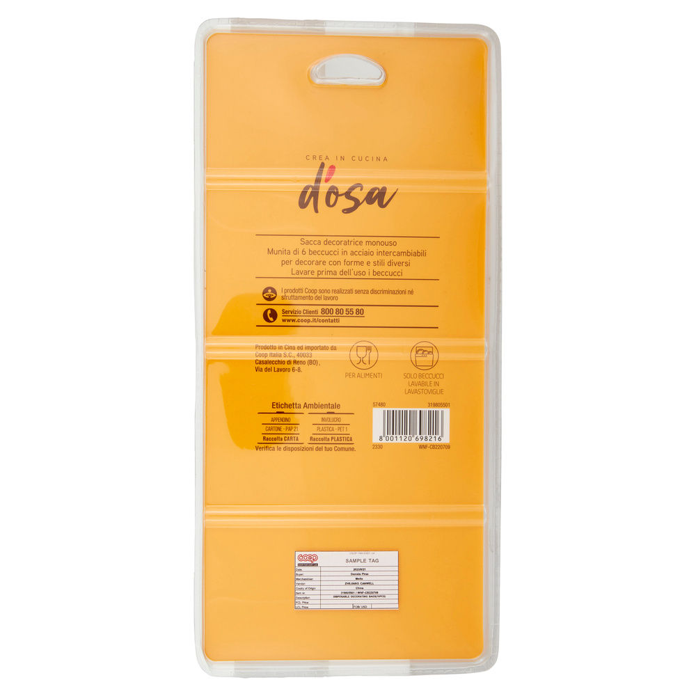 SACCA DECORATRITE MONOUSO C/6 BECCUCCI INOX E 10SACCHE 35X18CM COOP - 1