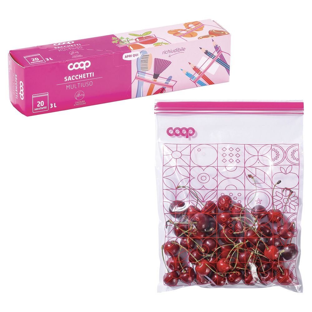 CONF 20 SACCHETTI MULTIUSO COOP CON ZIP 3LT - 2