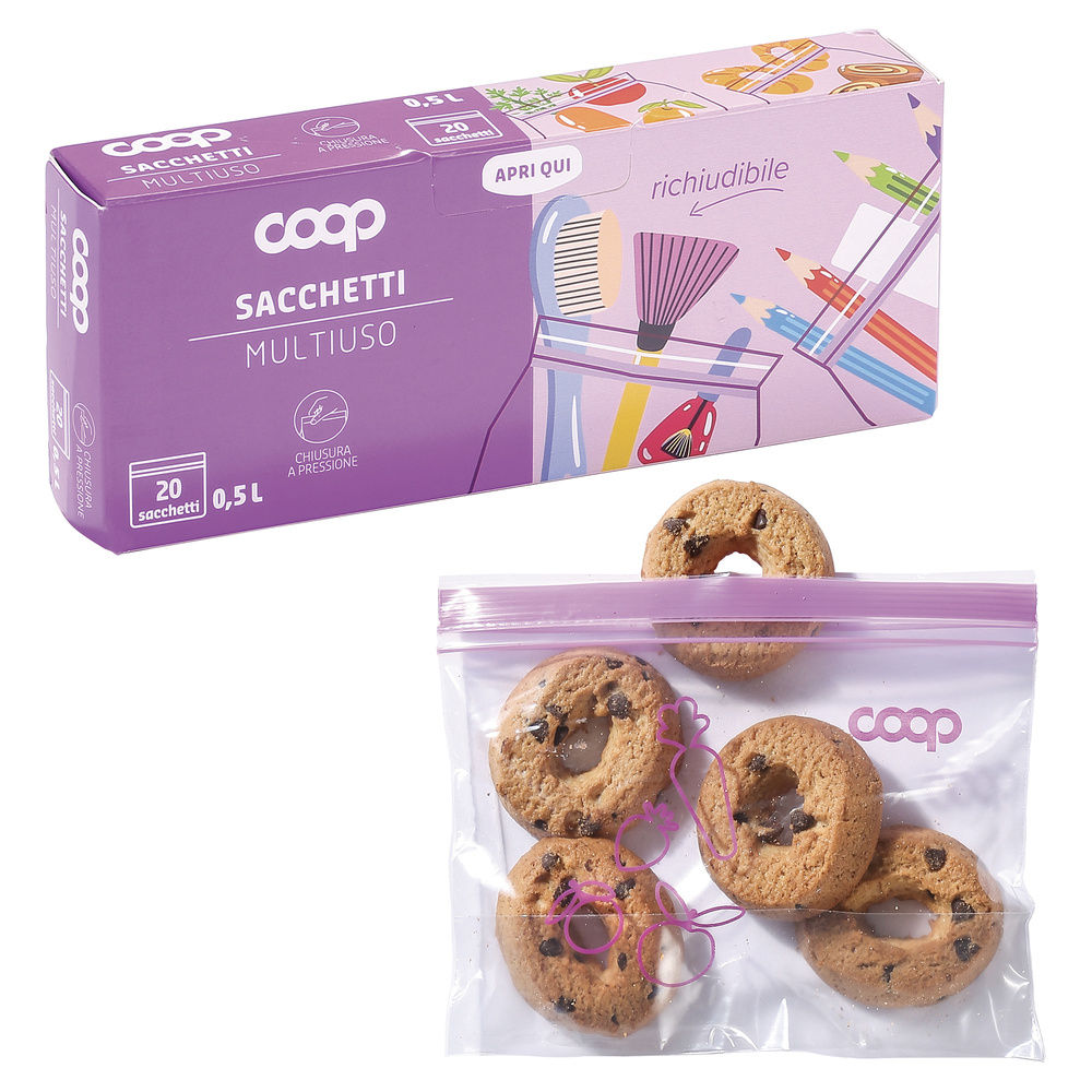 CONF 20 SACCHETTI MULTIUSO COOP CON ZIP 0,5LT - 2