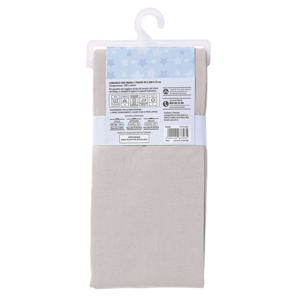 LENZUOLO COOP CON ANGOLI 1P 90X200+25 T.U. NATURELLE - 1