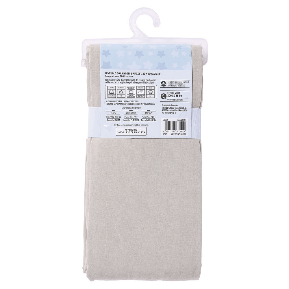 LENZUOLO COOP ANGOLI 2P CM 180X200+25 T.U. NATURELLE - 1
