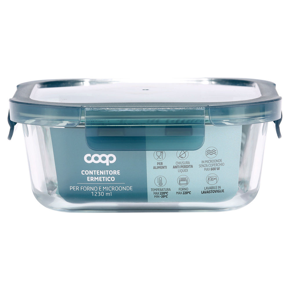 CONTENITORE QUADRO VETRO BOROSILICATO C/ALETTE 1230ML COOP - 2