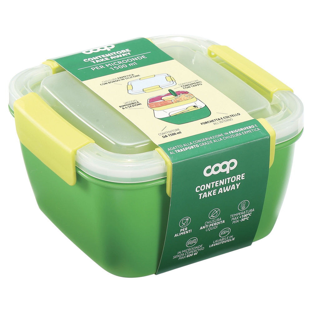 LUNCH BOX QUADRATO 1,5LT CON POSATE COOP - 1
