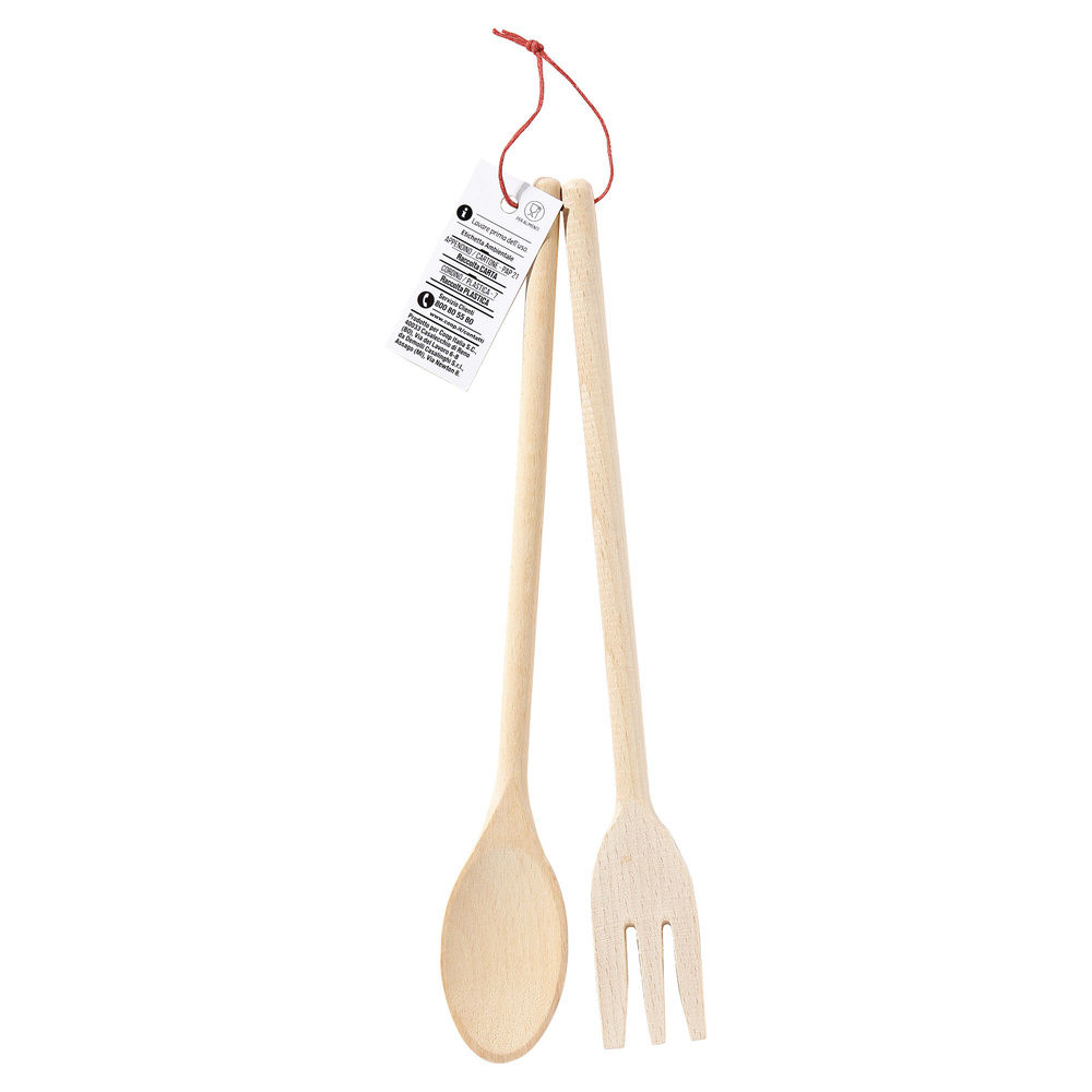 SET CUCCHIAIO E FORCHETTA FAGGIO NATURALE FSC COOP - 1