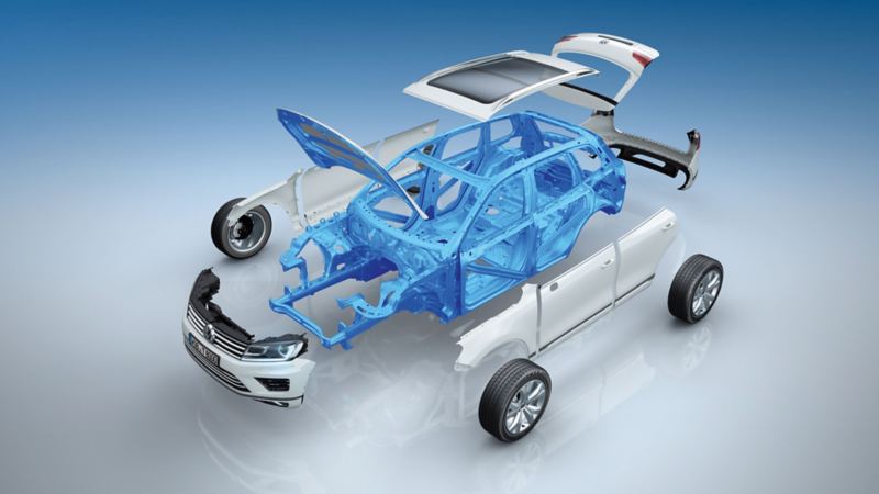 Rappresentazione grafica della cellula abitacolo di un'auto Volkswagen.