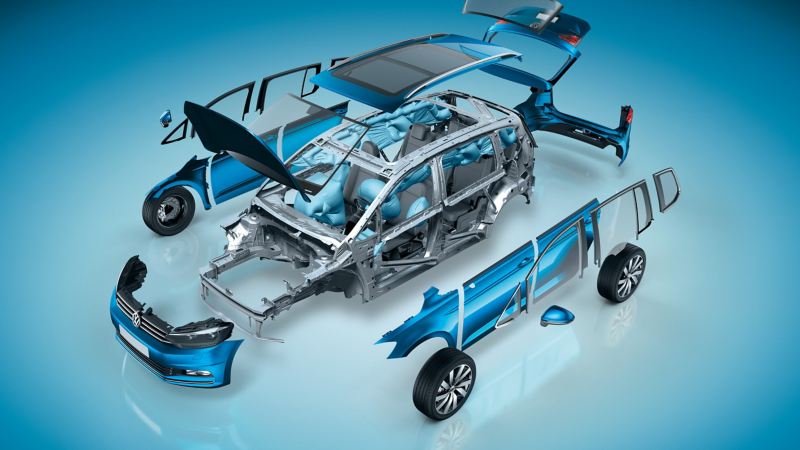 Rappresentazione grafica della centralina degli airbag di un'auto Volkswagen.