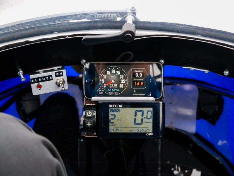 The cockpit of the “PodRide” electric vehicle