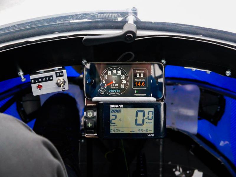 The cockpit of the “PodRide” electric vehicle