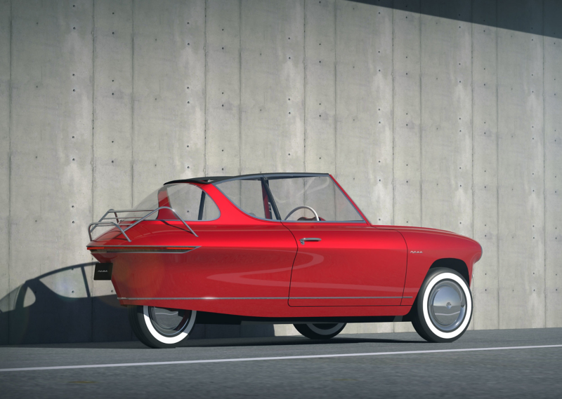 The e-car "Nobe 100" looks like a vintage car