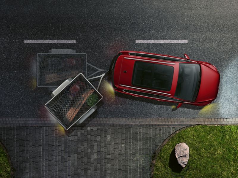 Grafica sul funzionamento del Trailer Assist sulla VW Golf Sportsvan