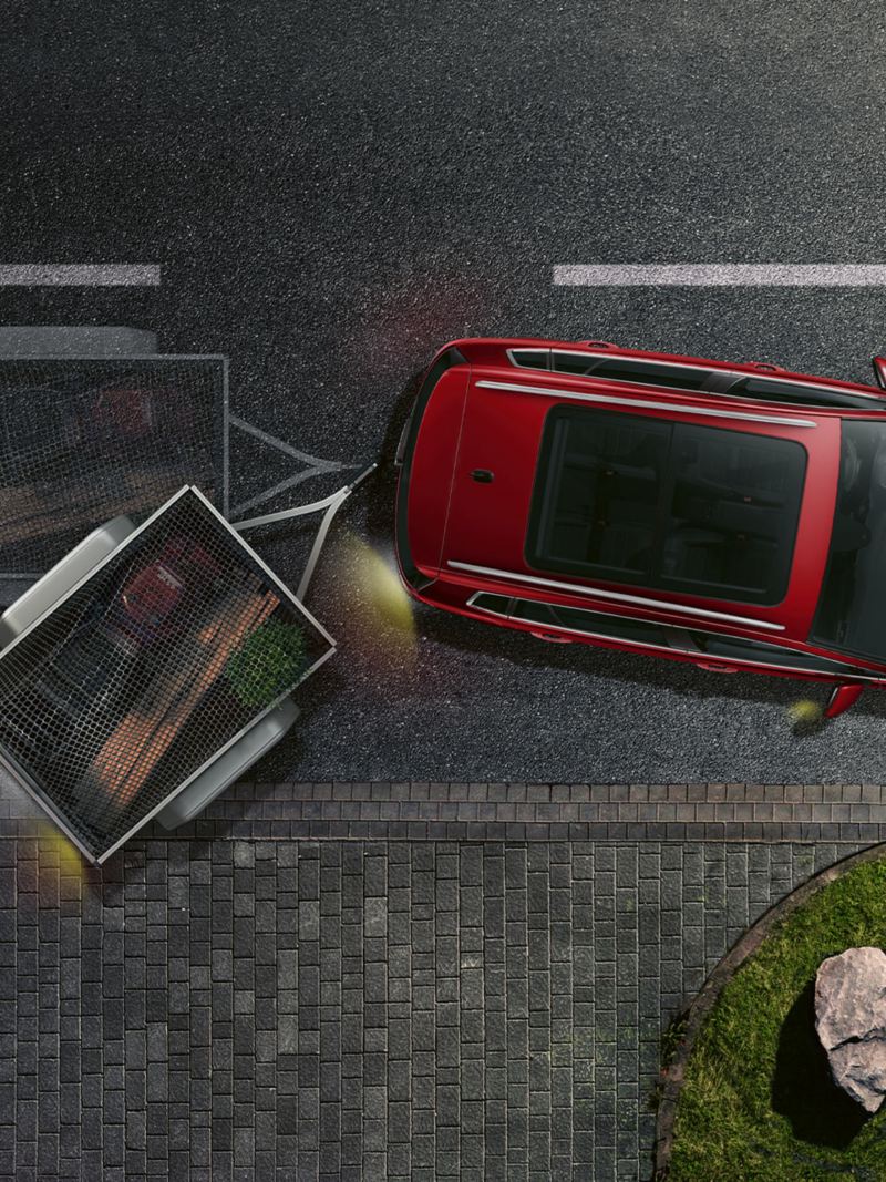 Grafik zur Funktion des Trailer Assist im VW Golf Sportsvan