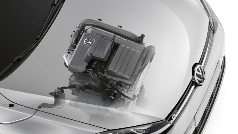 Raffigurazione del contenitore per l'olio all'interno del motore di un veicolo Volkswagen.