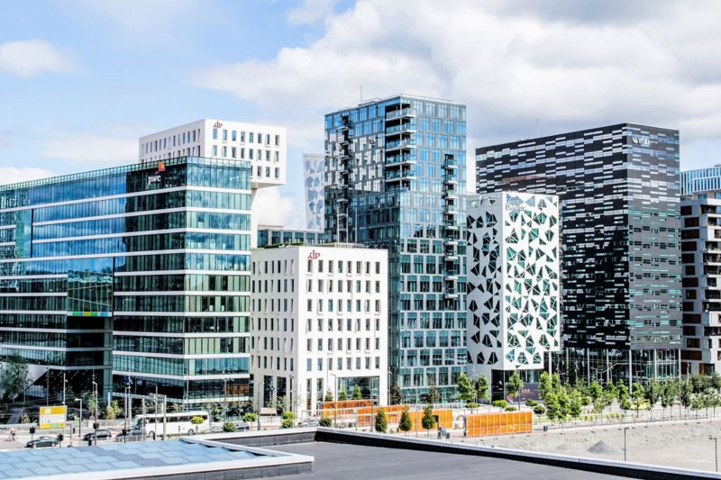 Quartier des banques moderne à Oslo