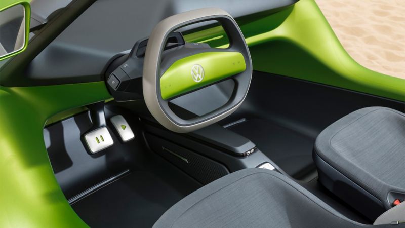 ID. BUGGY-interieur met focus op het stuur