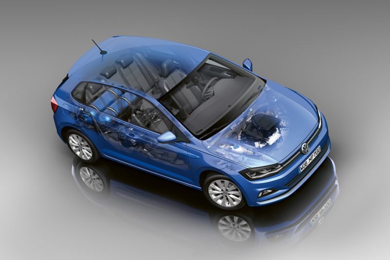 Rappresentazione grafica del motore con alimentazione a metano di Volkswagen Polo TGI.