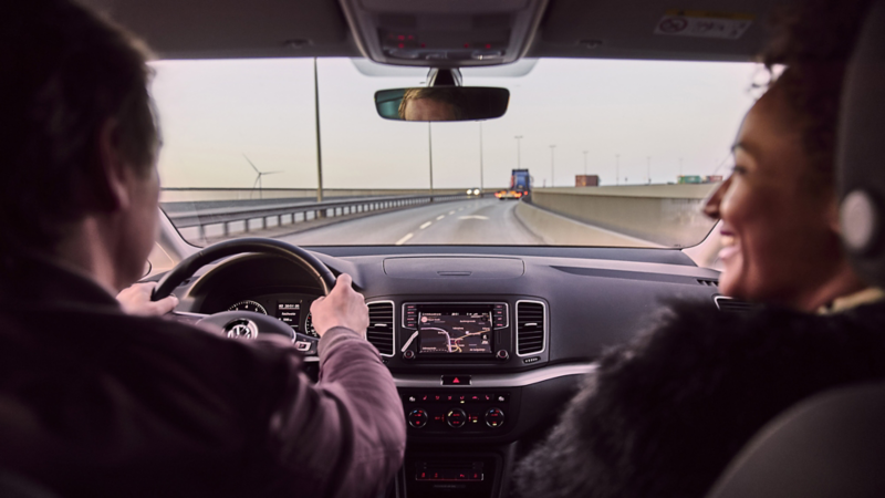 View of the road from the cockpit of the Sharan