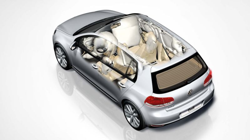 Rappresentazione grafica del sistema di ritenuta di Volkswagen Golf.