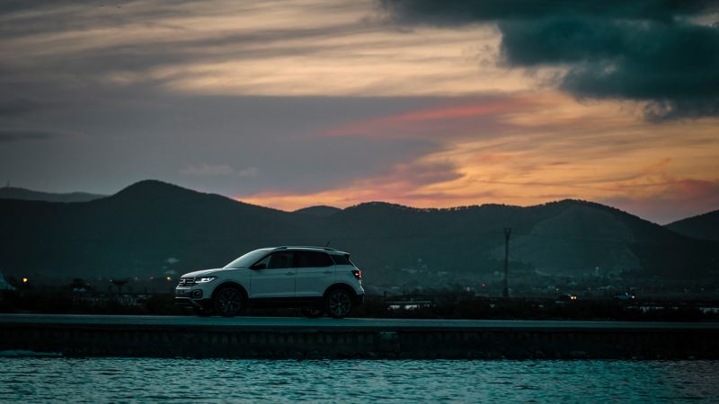 The T-Cross in the evening light in Salinas, Ibiza 