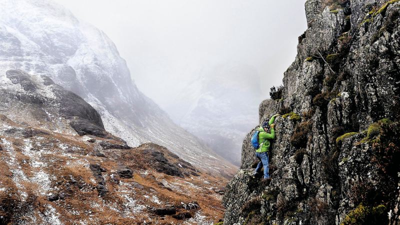 Andy Nelson on the steep face in Glen Coe
