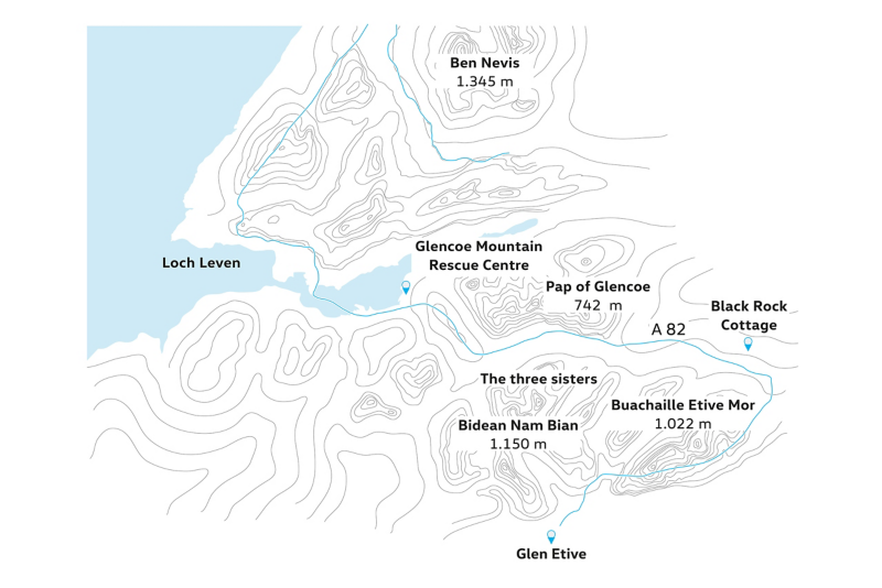 Karte Glen Coe und Glen Etive