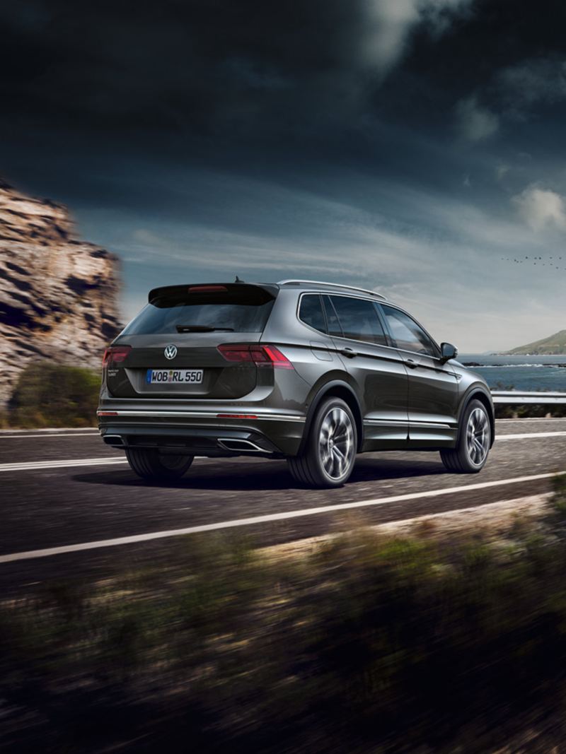 Tiguan Allspace driving on a mountain road