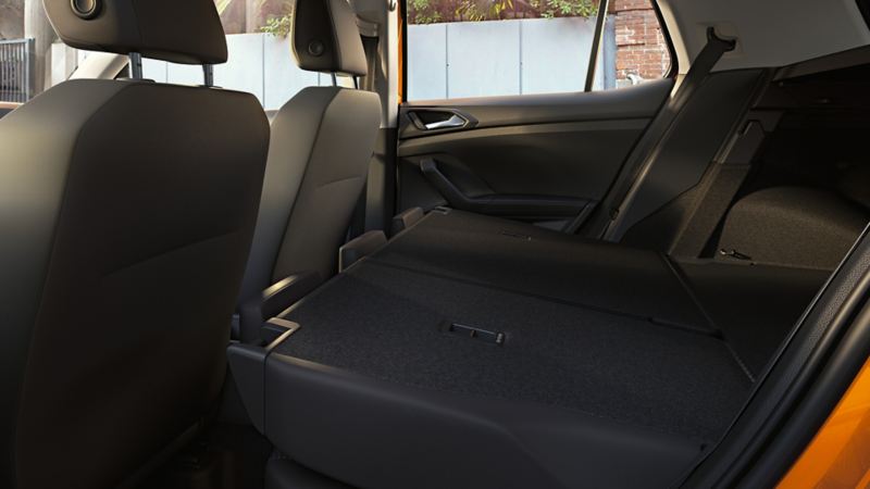 View of folded rear seats of the VW T-Cross