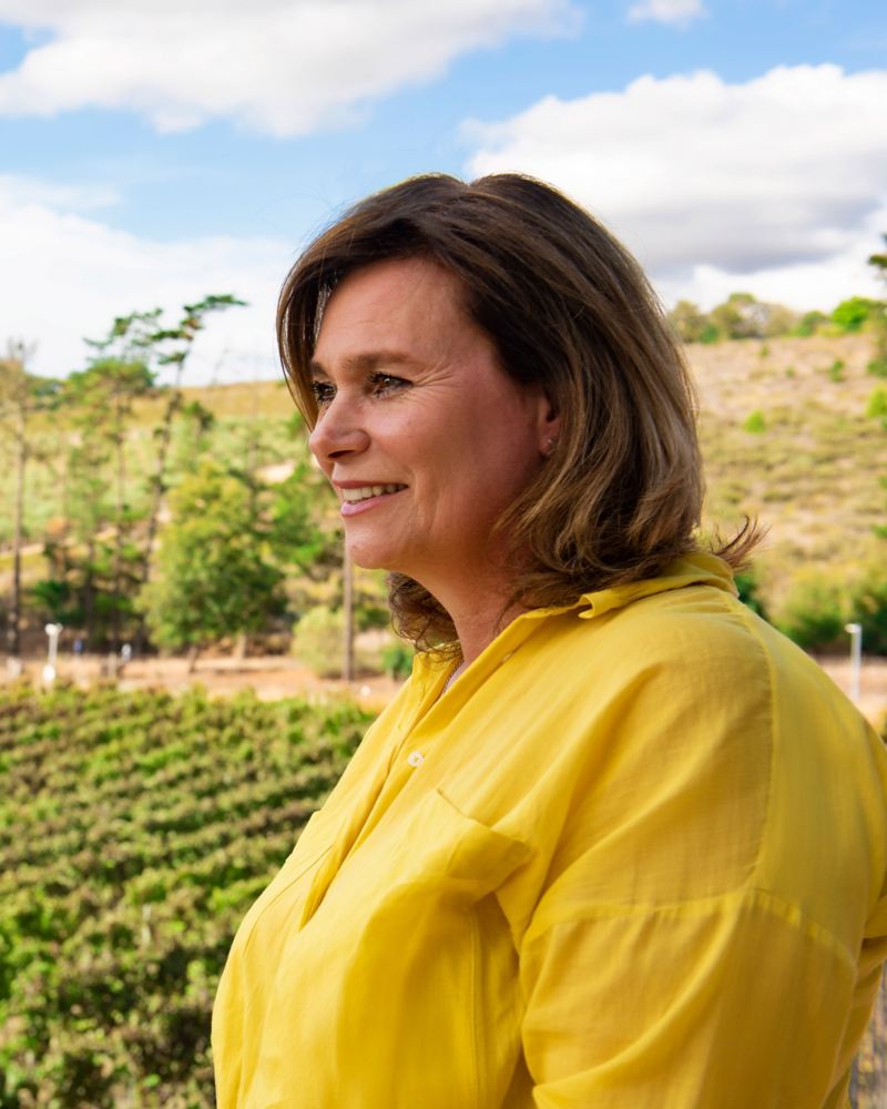 Pia Watermeyer (Kunjani Wines) in the vineyard