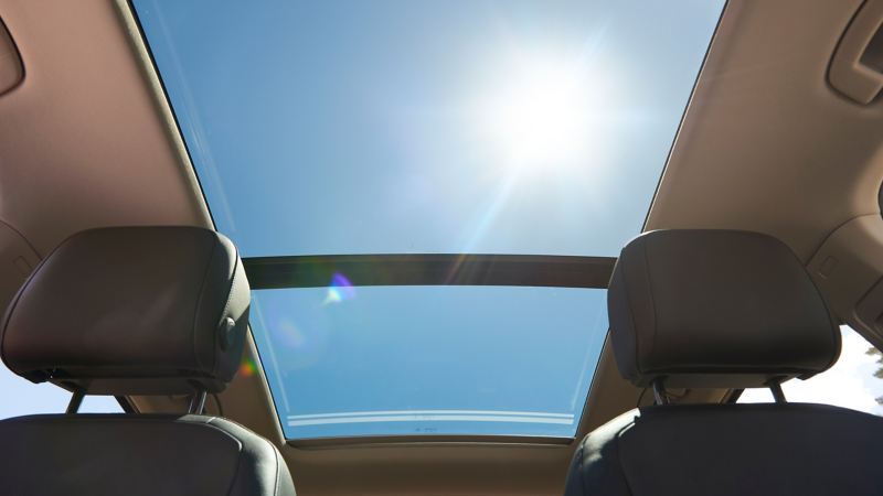 View through the panoramic roof of Tiguan Allspace 