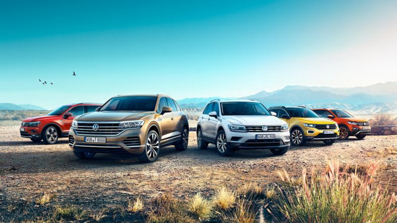 VW SUV Modelle in Wüstenlandschaft