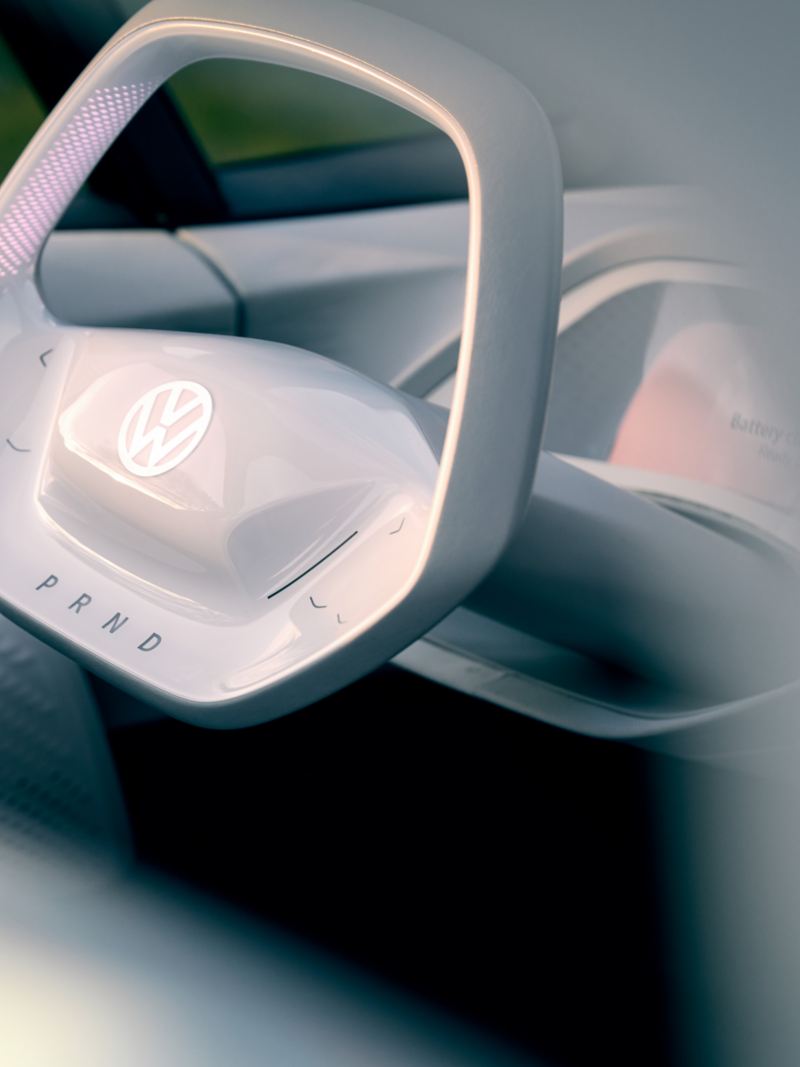 The steering wheel of the I.D. concept car.
