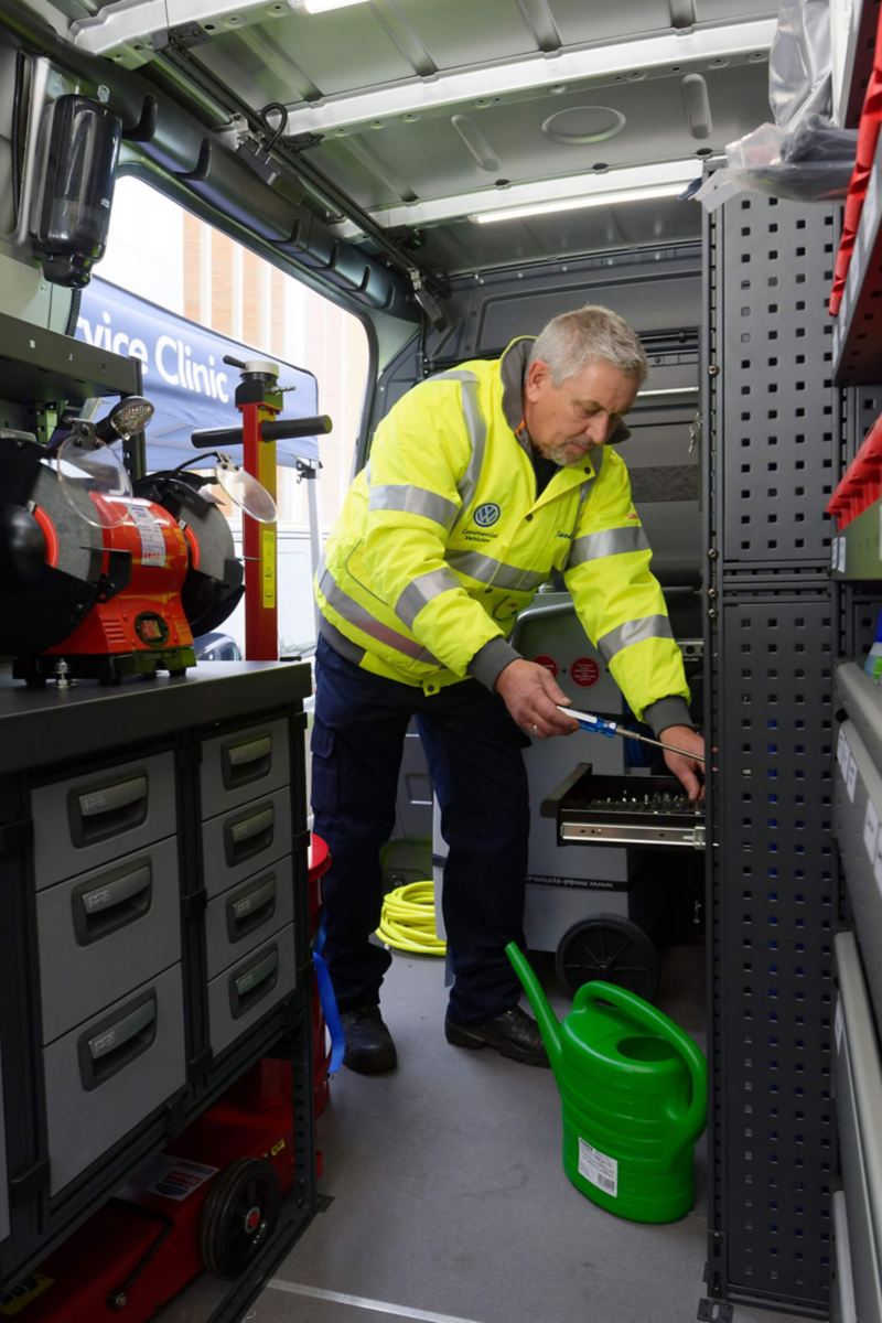 Mobile Service worker inside van