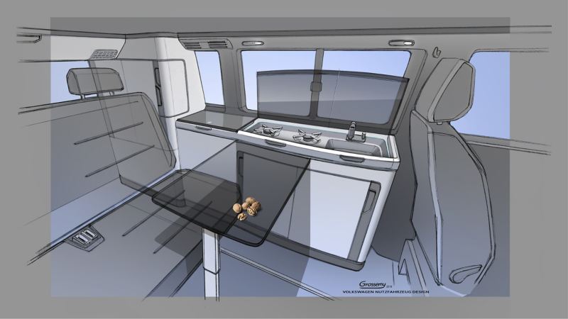 new VW California 6.1 camper van interior design concept