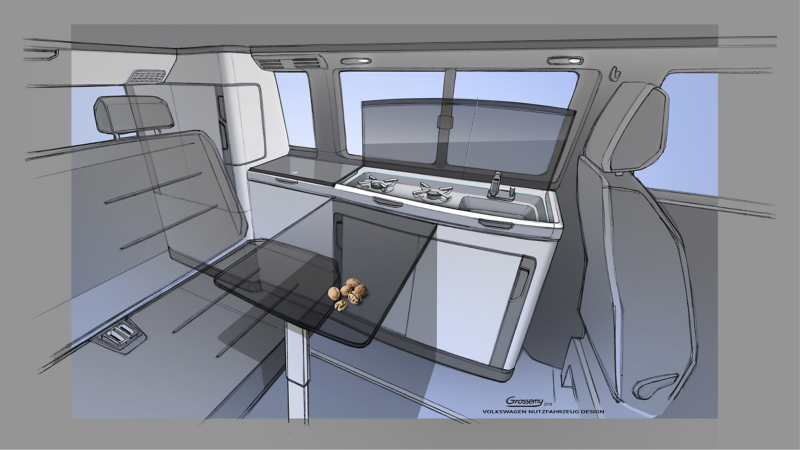 new VW California 6.1 camper van interior design concept