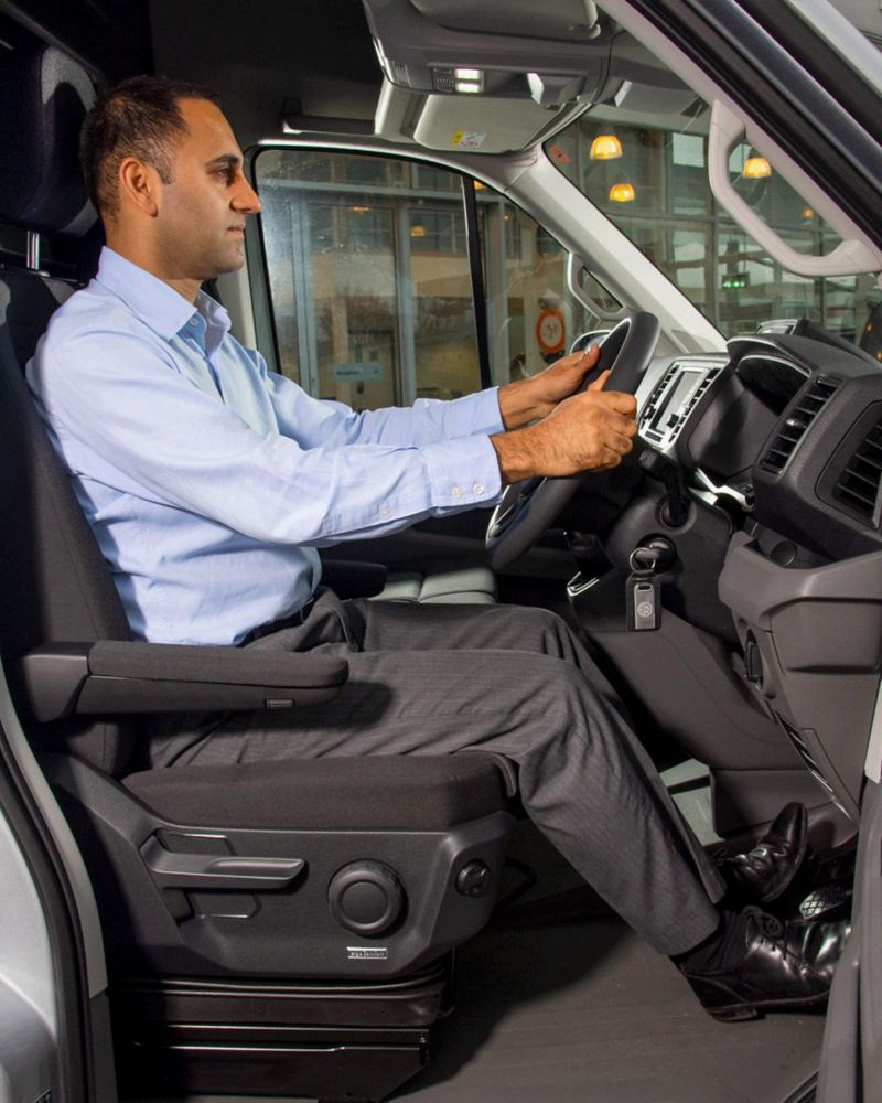 Man at steering wheel