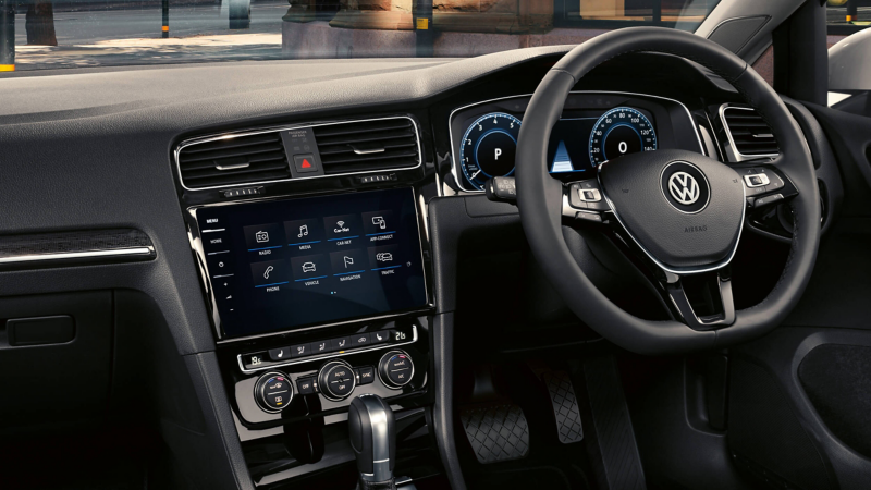 Interior dashboard shot of the Volkswagen Golf GT.