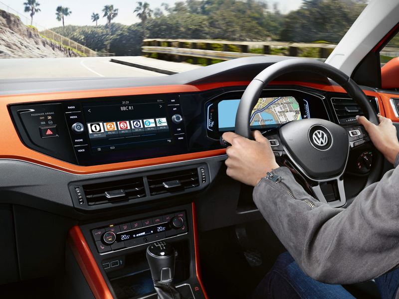 Interior dashboard shot of the Volkswagen Polo SE L.