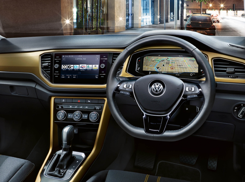 Interior dashboard shot of the Volkswagen T-Roc.