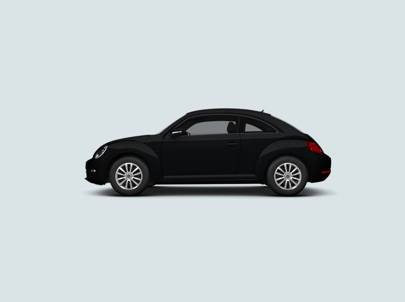 Profile view of a black Volkswagen Beetle..