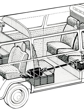 dessin croquis du T2 Combi VW en transparence