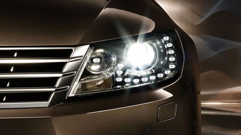 Close up view of a Volkswagen CC headlights