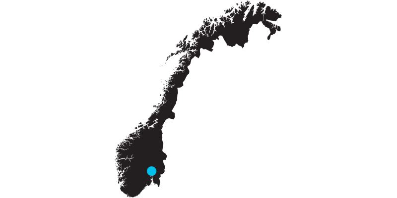 Contour de la Norvège avec la situation d’Oslo.