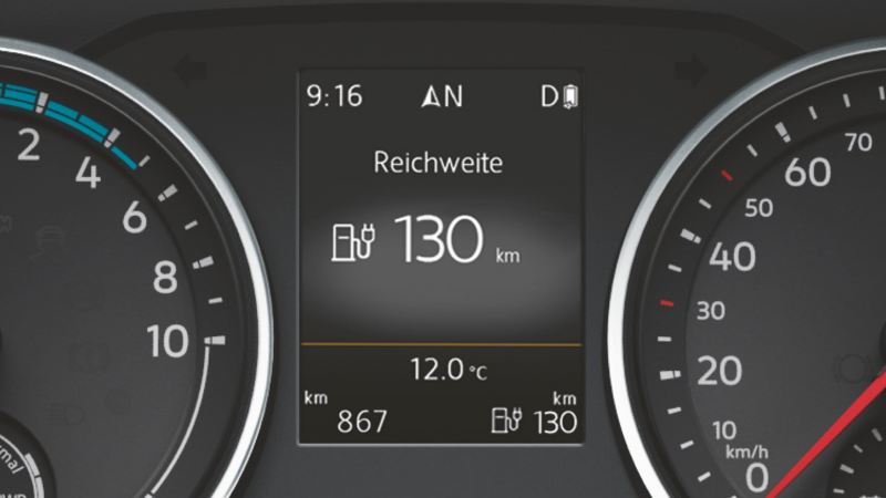 Il display multifunzione di Volkswagen e-Crafter in dettaglio.
