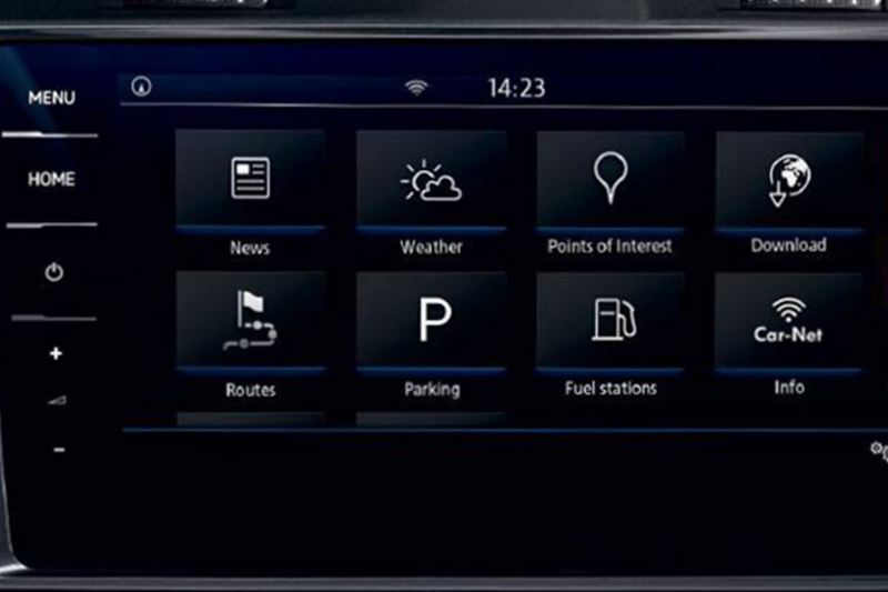 In built app-connect, shown inside a Volkswagen e-Golf.