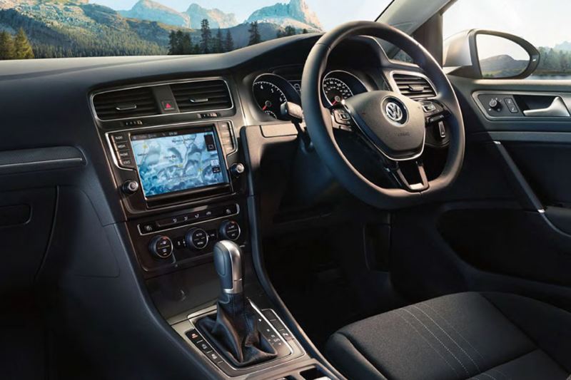 Interior dashboard shot of a Volkswagen Golf Estate.