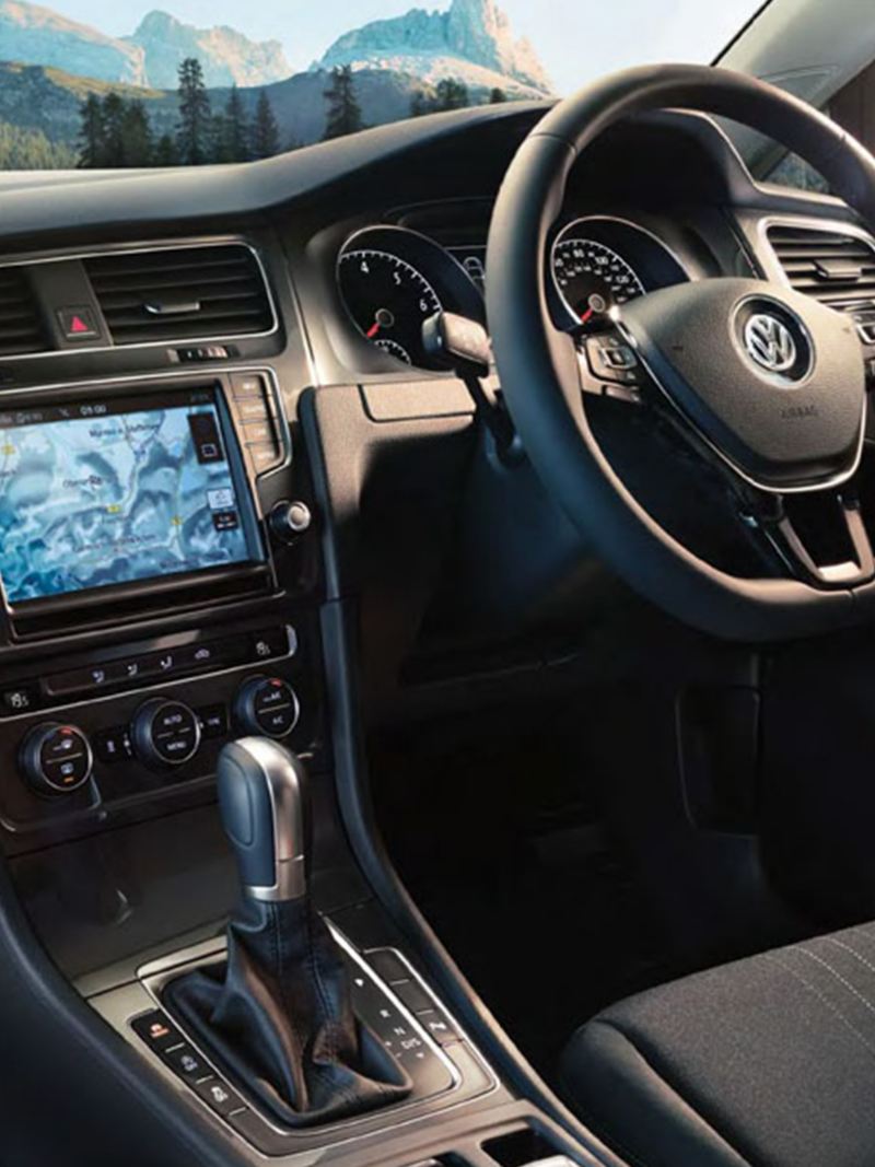 Interior dashboard shot of a Volkswagen Golf Estate.