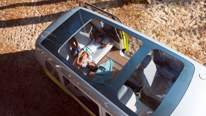 view from the panoramic roof into the interior of the ID. Buzz