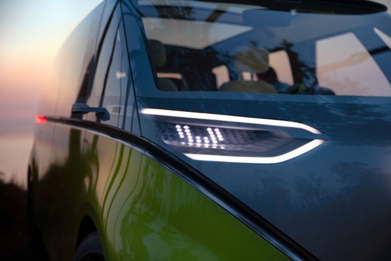 LED headlights of the ID. Buzz electric camper van in detail